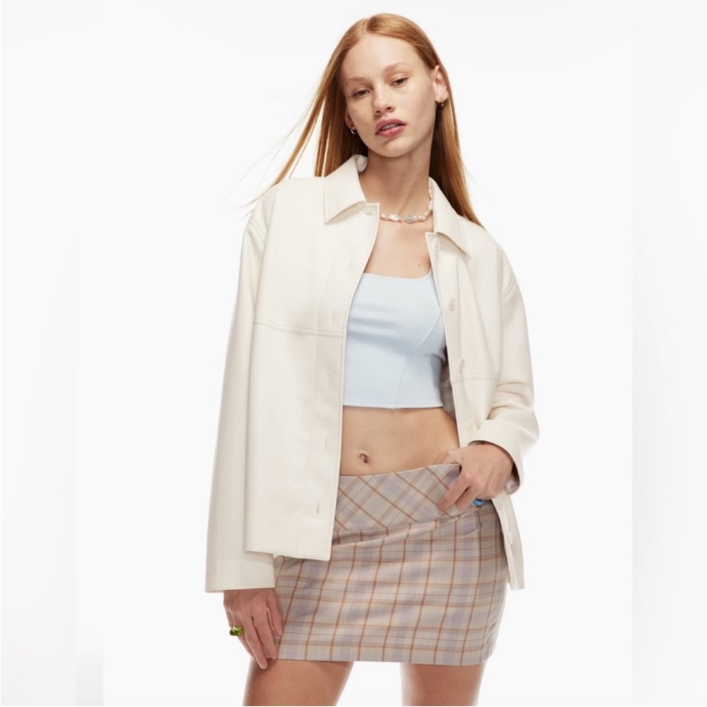 Aritzia Sunday Best Cream Vegan Leather Jacket